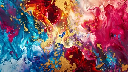 Vibrant streaks of paint collide and meld creating a dynamic abstract background