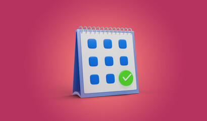 3D illustration of a calendar date. Date of the week, month, year.