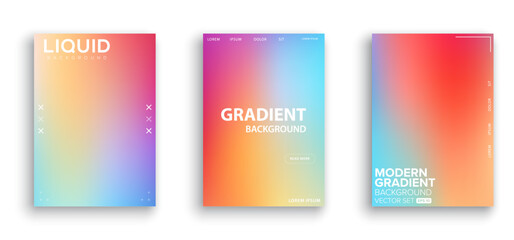 Set of vector gradient backgrounds with grainy texture. For covers, wallpapers, branding, business cards, social media and other projects. You can use the grainy texture for any of the backgrounds.