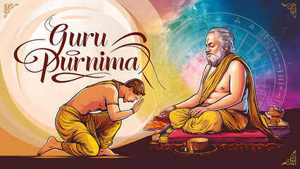 Guru Purnima Illustration and Celebration banner background design