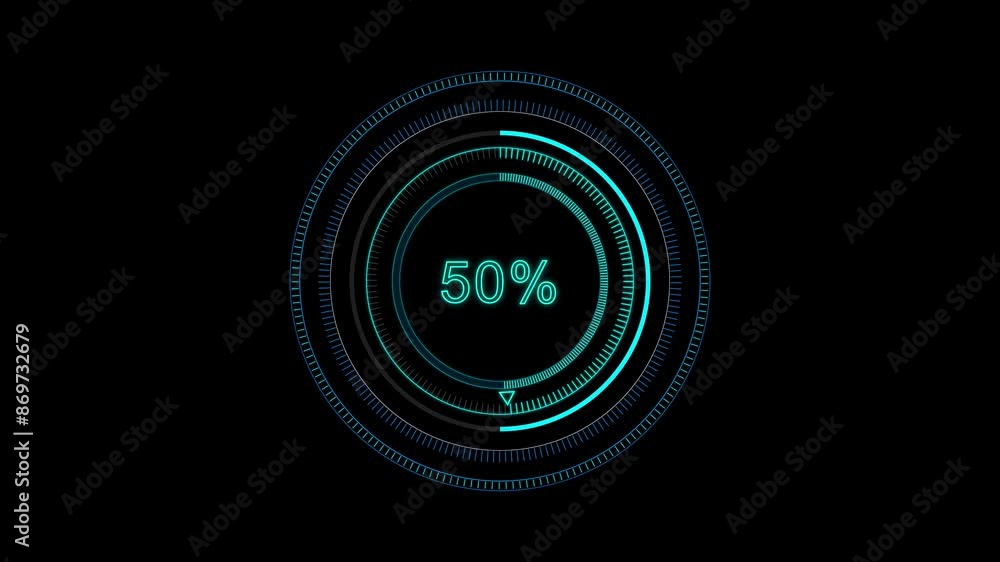 Poster radial circular progress or loading bar. hud loading circle ring or transfer, download futuristic hu