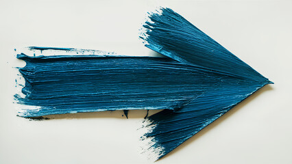 a bold, blue brushstroke shaped like an arrow pointing to the right. isolated on white background