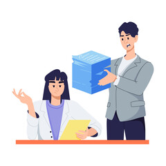 Character based flat illustration of office work 