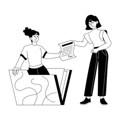 A glyph character illustration of team file management 