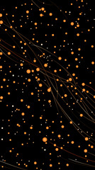 Obraz premium Orange Dots Circles Spheres on Black Background, Abstract Image, Texture, Pattern Background, Wallpaper, Background, Cell Phone Cover and Screen, Smartphone, Computer, Laptop, 9:16 and 16:9 Format - P
