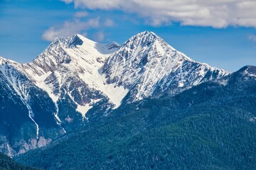 Snow-Covered Mission Mountains in the Spring in Montana.