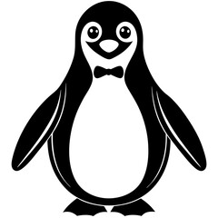 Linux Penguin (Tux) full body silhouette vector art illustration 