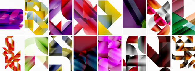 Triangles and circles abstract shapes templates set