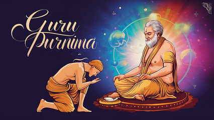 Guru Purnima Illustration and Celebration banner background design