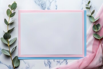 Modern elegance is captured in this minimalist certificate with a pristine white center and a two-toned pink and blue border.