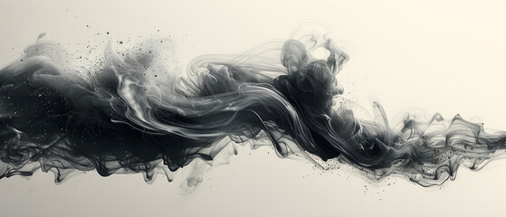 Fototapeta premium Ethereal Black and White Ink Flow Abstract Art with Dynamic Fluid Patterns