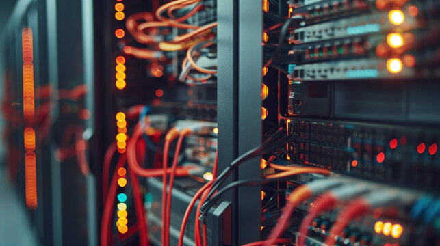 Organized Server Room: Neatly Arranged Cables and Clearly Labeled Components
