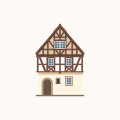 Half-timbered building. Flat style illustration.