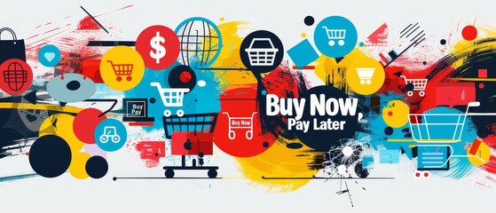Naklejka premium Vibrant Shopping Icons with 