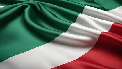 Fototapeta premium The Italian flag, a tricolor of white, green, and red, ripples in the wind. Perfect for political, historical, or cultural projects.