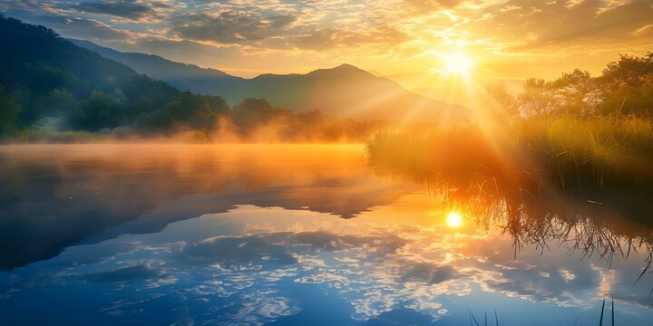 Psalm 4610 Be still and know that I am God - Tranquil Lake at Dawn. Concept Tranquil Lake, Sunrise, Reflection, Peaceful Waters, Psalm 46,10