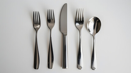 Cutlery knife, spoons, forks on a dark concrete background. AI Generated