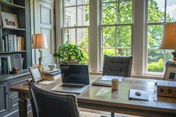 Cozy Home Office with Natural Light, Ergonomic Chair, and Organized Desk Setup