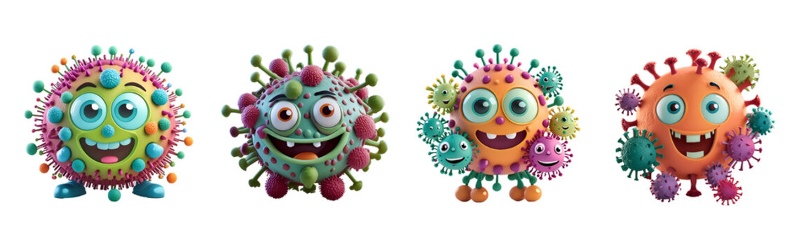Set of cartoonish disease or virus isolated