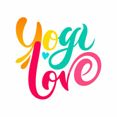 Colorful design with yoga love on white background
