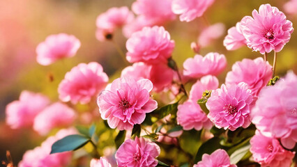 Obraz premium Beautiful pink flowers background, 16:9 with copyspace, 300 dpi