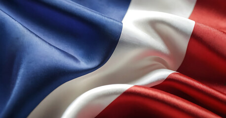  Close-up of the French flag's blue, white, and red stripes, gently waving in the wind. Perfect for political, historical, or cultural projects.