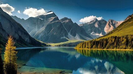 Majestic Mountain Range Reflecting in a Tranquil Lake