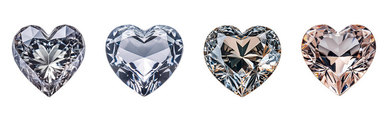 Fototapeta premium Four different colored diamonds are shown in a row isolated