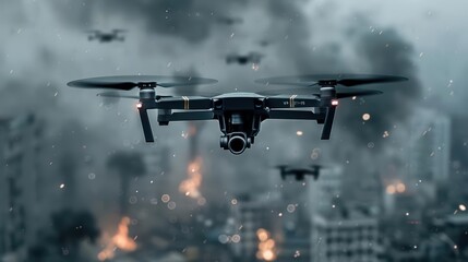 A zombie outbreak is managed by drones and automated defense systems, turning a classic nightmare into a hightech containment scenario, with copy space