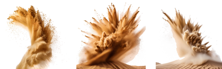 Three images of sandstorms isolated