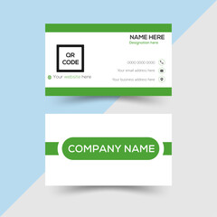  Modern green and  white and creative shape business card.smart business card ,Double sided , Landscape, Vector illustration,business card for business and personal use