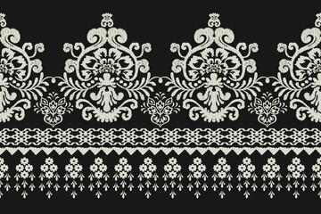 Motifs Ikat floral paisley embroidery background.geometric ethnic oriental pattern traditional.Aztec-style abstract. design for texture, fabric, clothing, wrapping, decoration