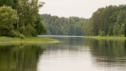 Peaceful Lake with Forest Reflections. Lake Vaidava