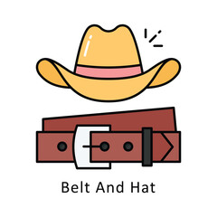 Belt And Hat vector  Filled outline Design illustration. Symbol on White background EPS 10 File