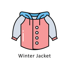 Winter Jacket vector  Filled outline Design illustration. Symbol on White background EPS 10 File