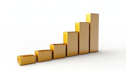 3D bar chart of stacked boxes showing an increasing trend, representing business growth, success, and analytics on a white background.