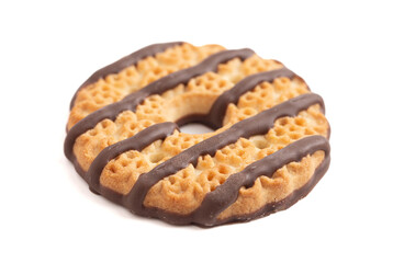 Fresh Fudge Striped Shortbreak Cookies Isolated on a White Background