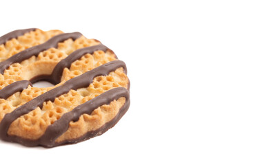 Fresh Fudge Striped Shortbreak Cookies Isolated on a White Background