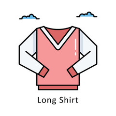 Long Shirt vector  Filled outline Design illustration. Symbol on White background EPS 10 File