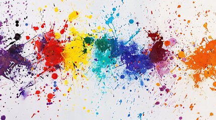 Obraz premium Array of vibrant paint splatters arranged in a dynamic pattern, offering a visually stimulating backdrop.