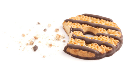Fresh Fudge Striped Shortbreak Cookies Isolated on a White Background