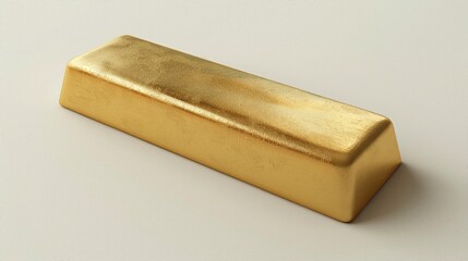 A pristine gold bar with a smooth finish, representing wealth and investment opportunities, set against a plain background.