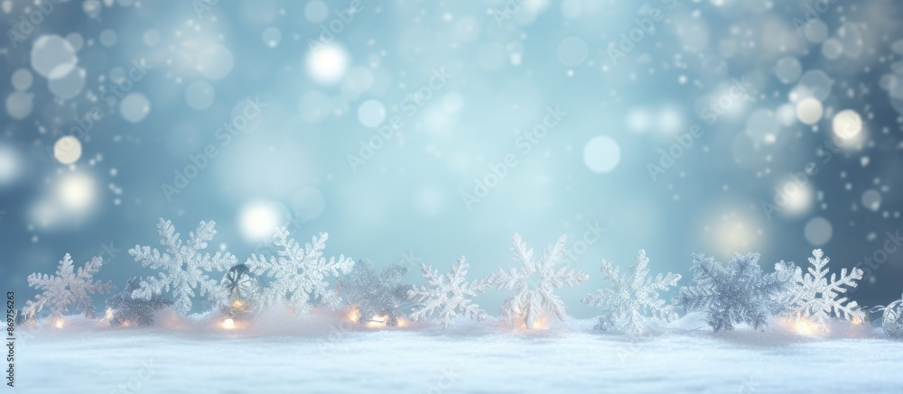 Aufkleber festive christmas snowflake decoration with blurred lights offers a backdrop for a copy space image,