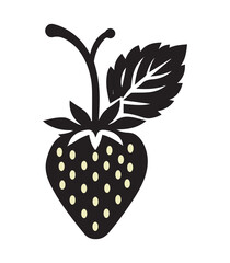 Strawberry with leaf, vector illustration, line art, vector icon.