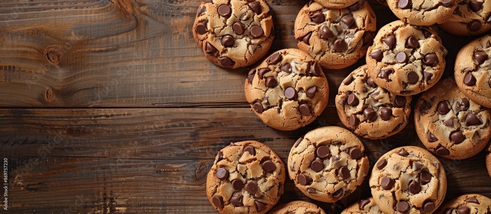 Poster Tray of delicious chocolate chip cookies with a blank space for adding an image.