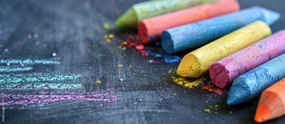 Poster vibrant chalk with a plain white backdrop for copy space image.