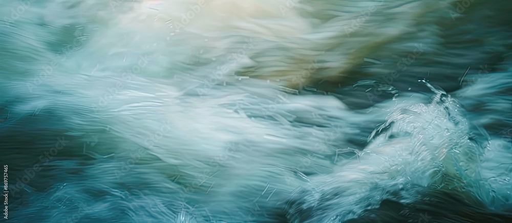 Poster Blurry water surface in an abstract image with turbulent flow resembling a river scenery, suitable as a nature-themed copy space image.