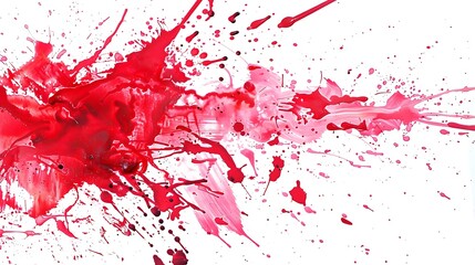 Bold and expressive ruby paint splatters contrasting beautifully with a pure white background.