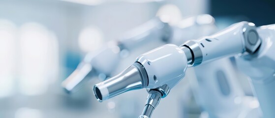 Robotic dental arms perform cleanings and minor procedures with unparalleled accuracy, representing the future of automated oral care, with copy space