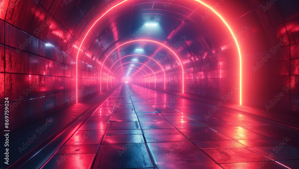 Poster a dark background with neon lights and floating geometric shapes, representing the digital world of 